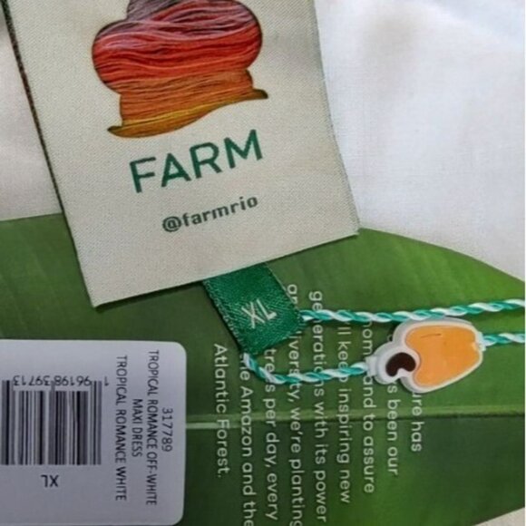 Farm Rio Maxi Dress XL Tropical Romance Needlepoint Cut-Out Linen White Floral - Picture 14 of 16